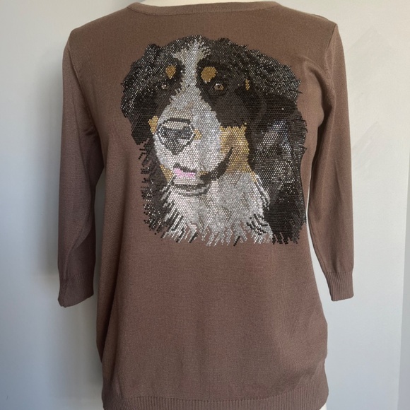 Glenfield Italy Crystal Rhinestone Jeweled Bernese Mountain Dog Animal Top Shirt - Picture 3 of 12
